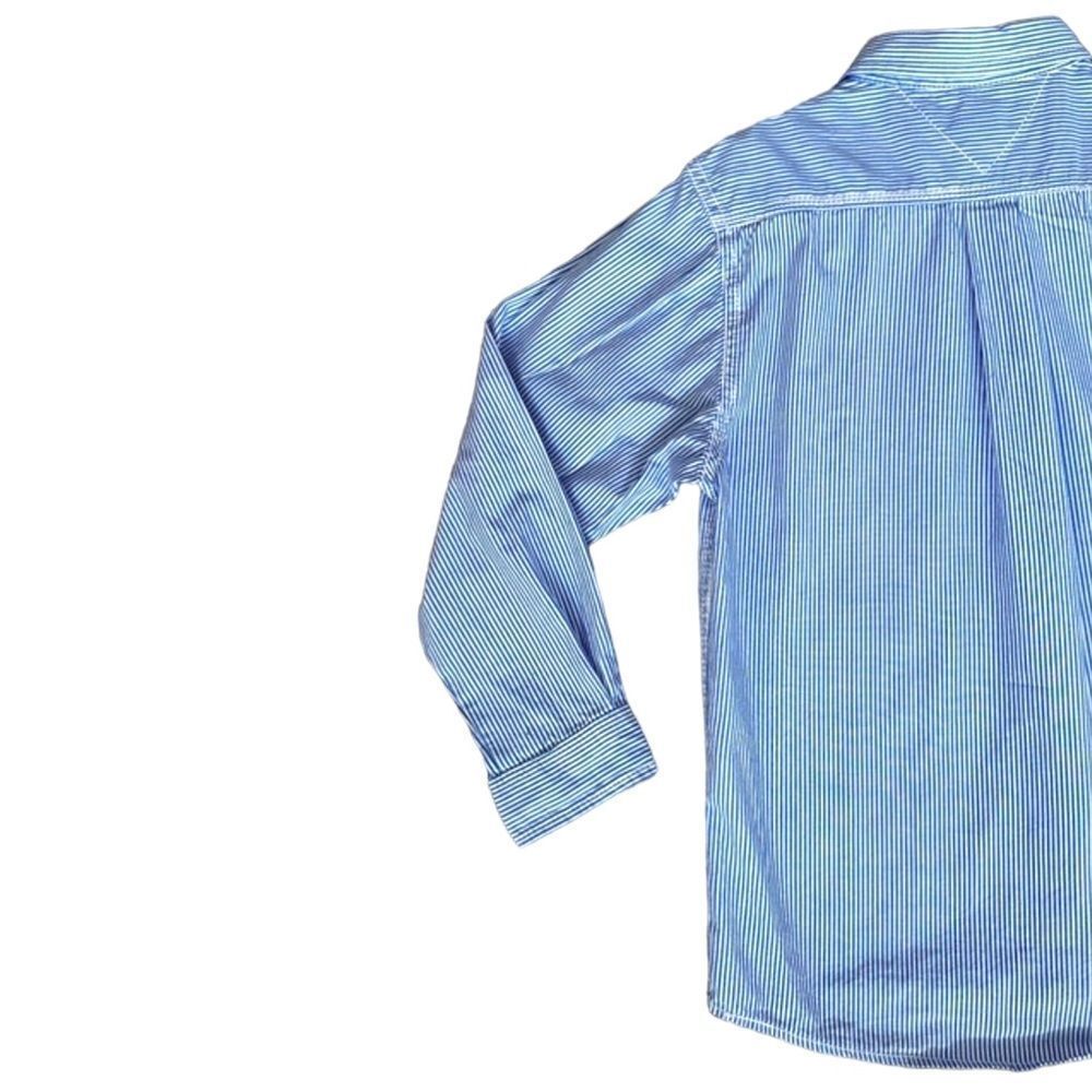 TOMMY HILFIGER Boys Blue Striped Button Down Shirt Size 7 - Picture 8 of 11